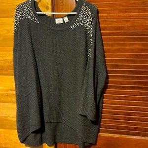 Beautiful gray and pearl trimmed sweater…